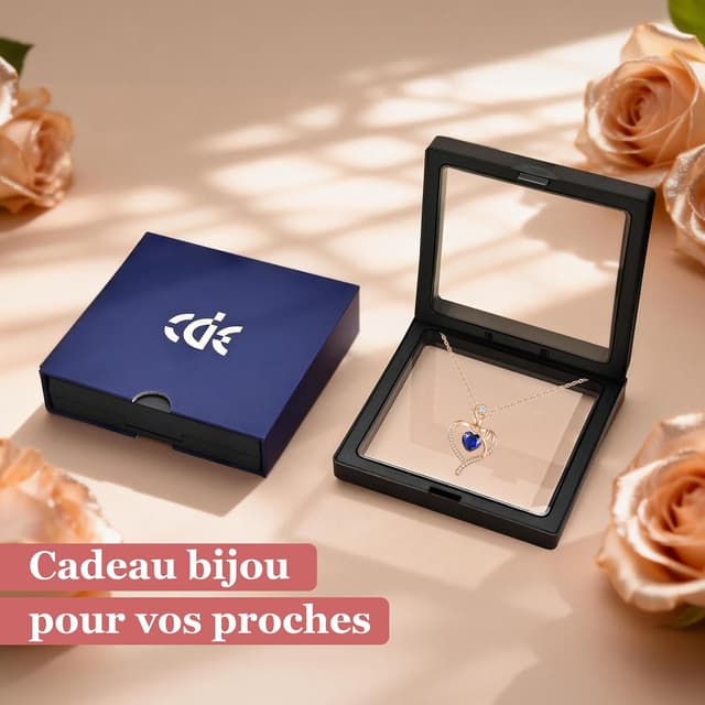 Detalle de Collier femme CDE Bijoux pendentif cœur et rose en plaqué or rose, zircon cubique 5A