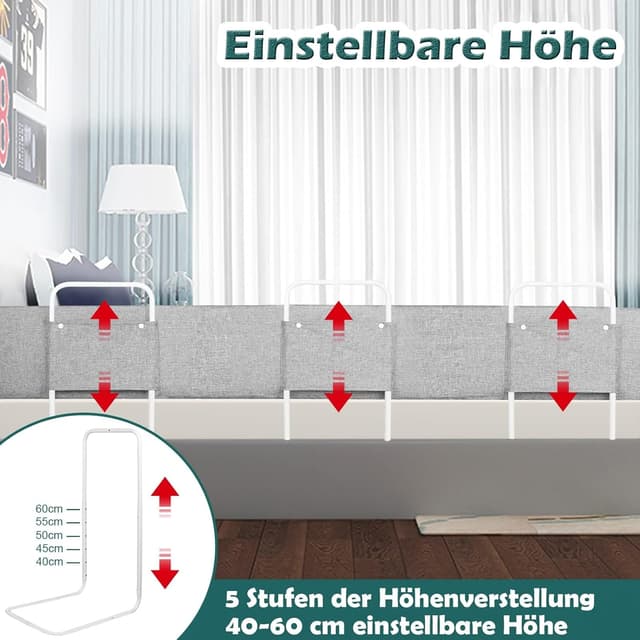 Detalle 2 de LZQ LZQ Bettgitter Grau 150 cm