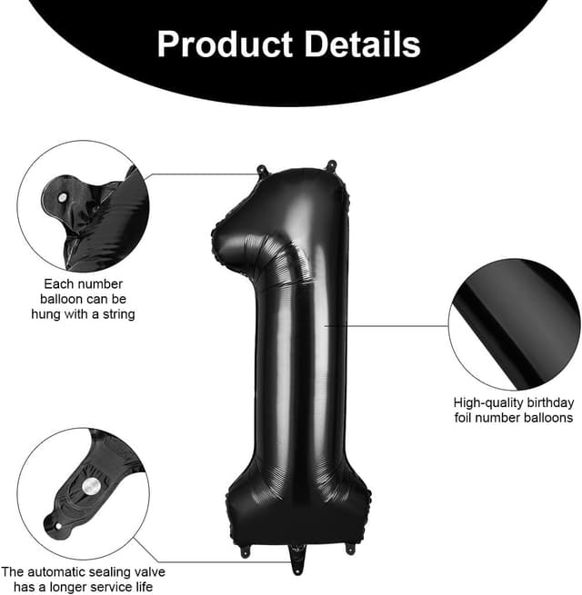 Thumbnail 2 de AOOSU Black number balloons, 40 inch