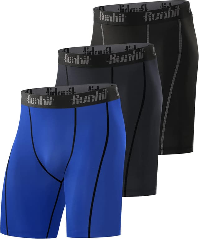 Detalle de Runhit 3er Pack Herren-Kompressionsshorts – Base Layer für Sport, Lauf, Rad & Training