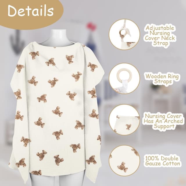 Detalle de Aolso Breastfeeding Cover Muslin Cotton 360°