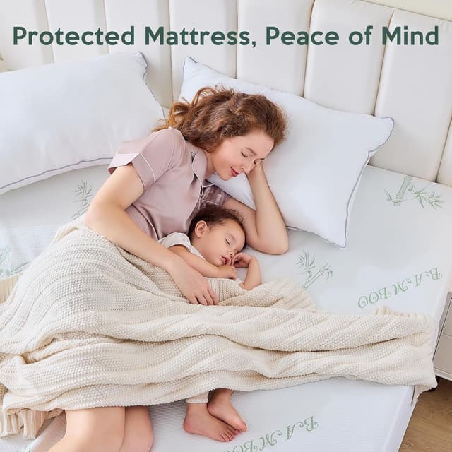 Detalle 2 de Premium 100% Waterproof King Mattress Protector (8",-21", deep pocket) with Breathable 3D Air Fabric