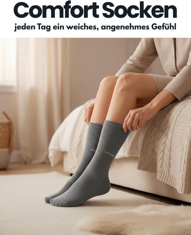 Detalle 2 de sockenkauf24 10 Paar Comfort Socken ohne Gummibund & ohne Naht für Damen und Herren