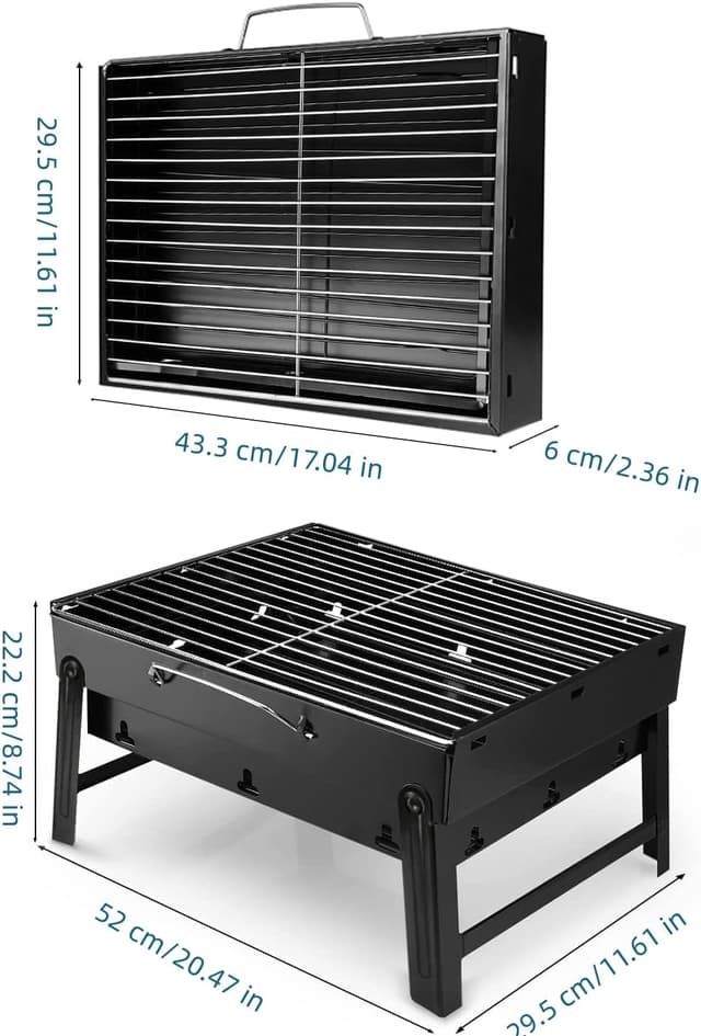 Detalle de Uten Barbecue portable à charbon pliable pour 4 à 6 personnes, grille en inox