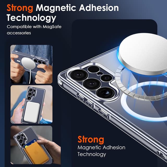 Detalle 2 de iVoler Chiaro Cover Magnetica per Samsung Galaxy S25 Ultra 5G compatibile MagSafe (trasparente, sottile, anti-ingiallimento)