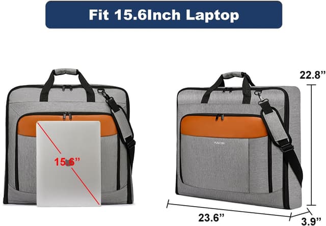 Detalle de PUSLOM large travel garment bag (2-in-1) with waterproof foldable design for up to 15.6 inch laptop, grey