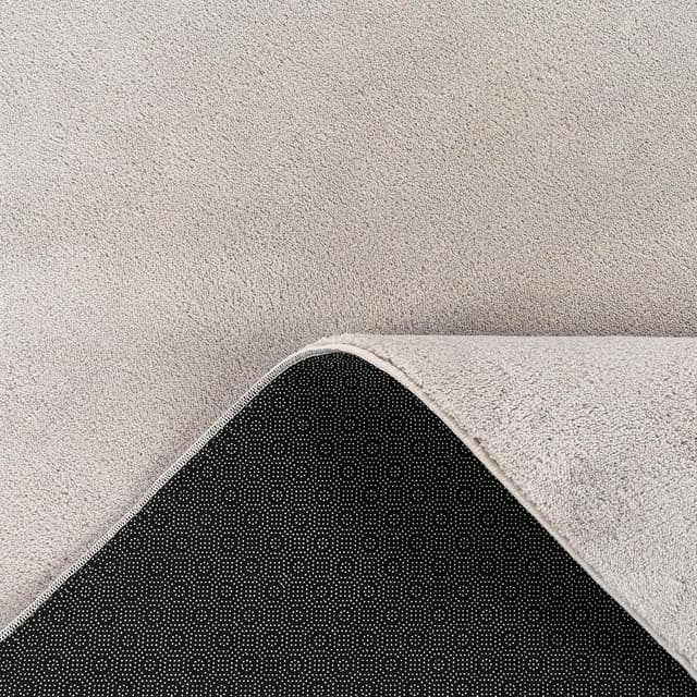 Detalle de Teppich mit Kurzflor von Paco Home (160 x 220 cm), Silber – waschbar, rutschfest, pflegeleicht