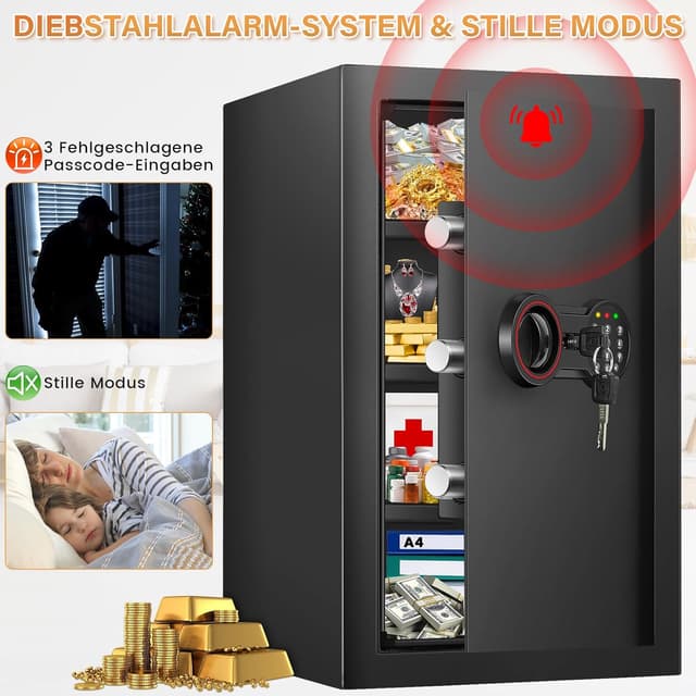 Thumbnail 4 de 80L Großer Safe Tresor Feuerfest