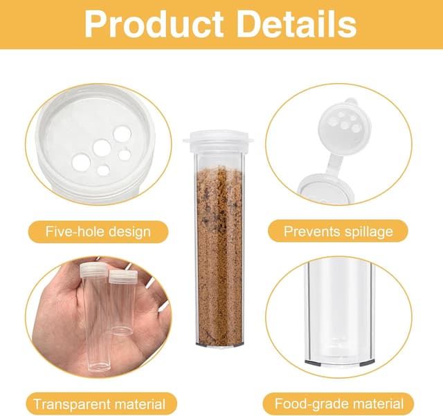 Detalle de FINEASY Mini Salzstreuer-Set mit Deckel (10 Stück) für unterwegs – Salz & Pfeffer Streuer klein mit Trichter