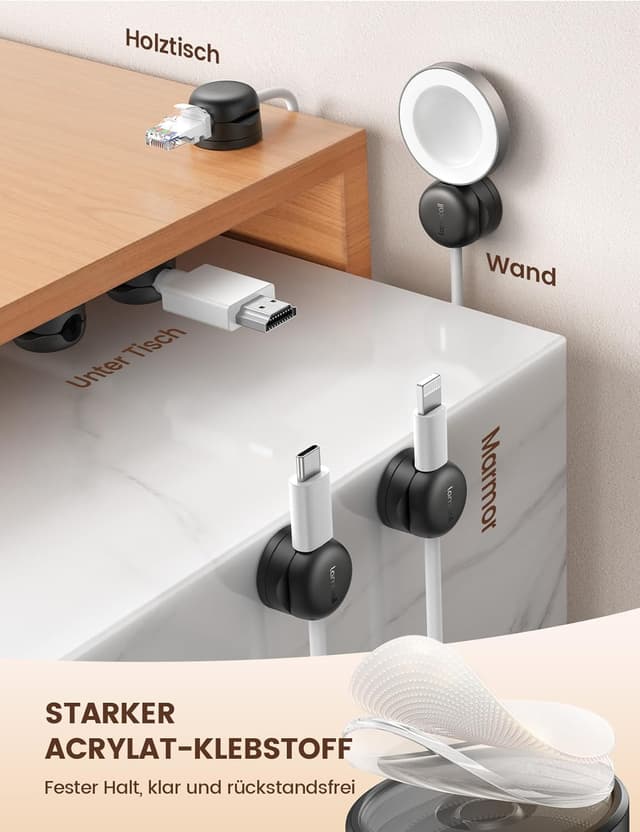Thumbnail 3 de Lamicall Kabelhalter Selbstklebend 6er Set