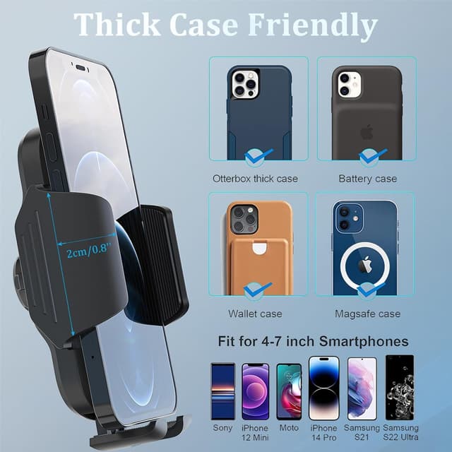 Detalle 1 de YIANERM Phone Holder for Cars: strong suction cup car phone mount for 4–7" phones (black)