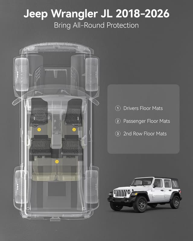 Thumbnail 1 de 3W Floor Mats for Jeep Wrangler JL