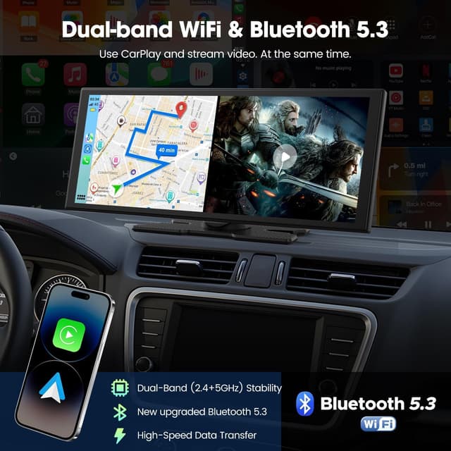 Detalle 2 de LAMTTO Upgraded 11" Wireless CarPlay Screen with Backup Camera