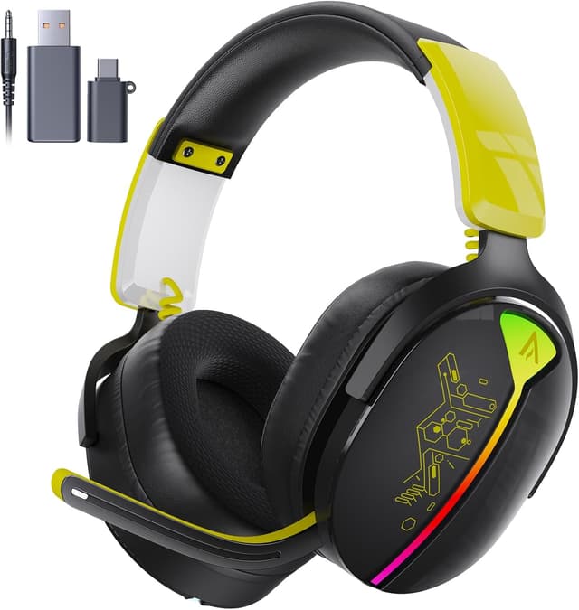 Detalle de Buwnia Wireless Gaming Headset for PS5, PC, PS4 & Switch with 2.4GHz lossless audio, Bluetooth 5.3 & 40H battery