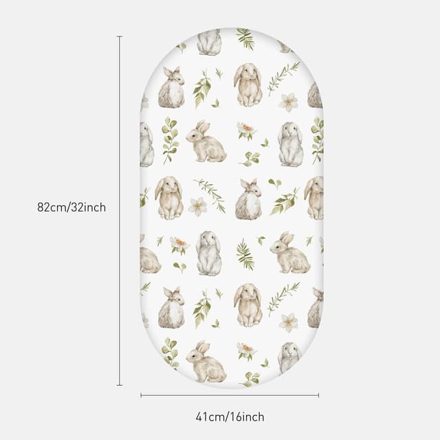 Detalle 2 de Moses Basket Sheets 82 x 41cm – 4 Pack Fitted Bassinet, Oeko-tex100, Rabbit Style