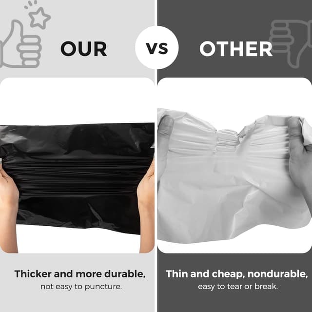 Detalle de Metronic Black Poly Mailers 10x13 (100 Pack) — Small Shipping Bags for Clothing & Small Business