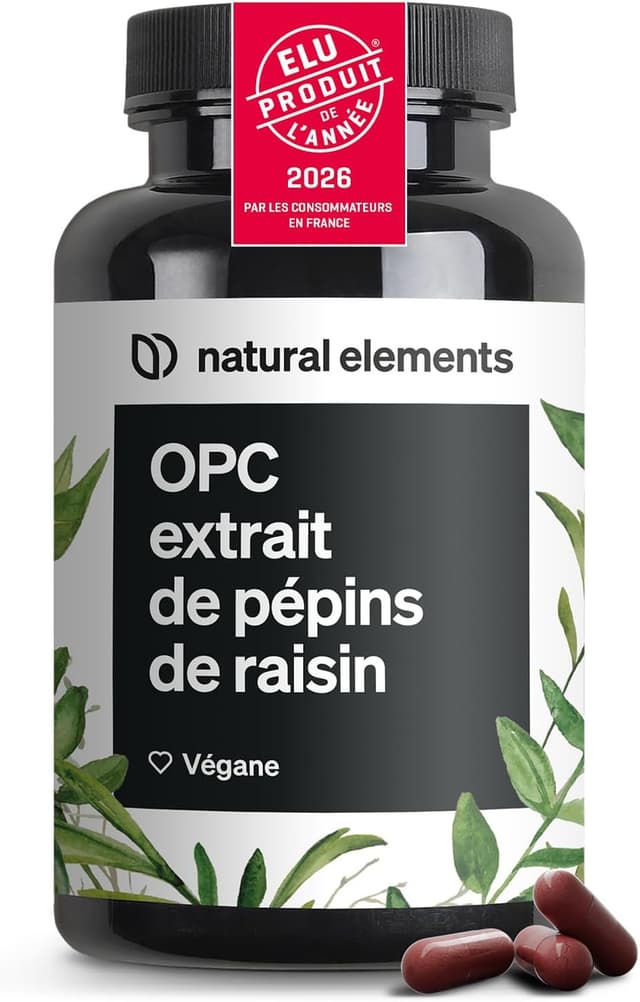 Detalle de OPC extrait de pépins de raisin – 240 gélules (8 mois) d’origine raisins français, végane, fabriqué en Allemagne