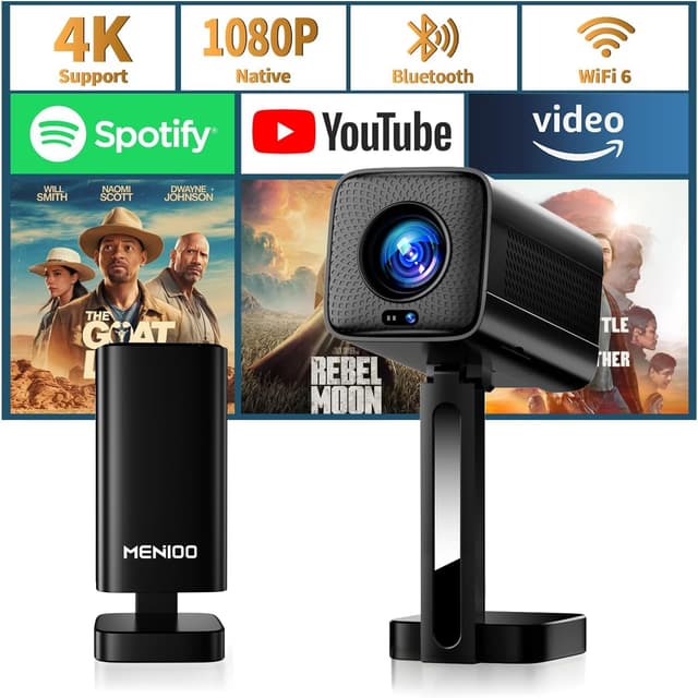 Detalle de MENIOO Mini Beamer 4K 400 Lumen đź“˝