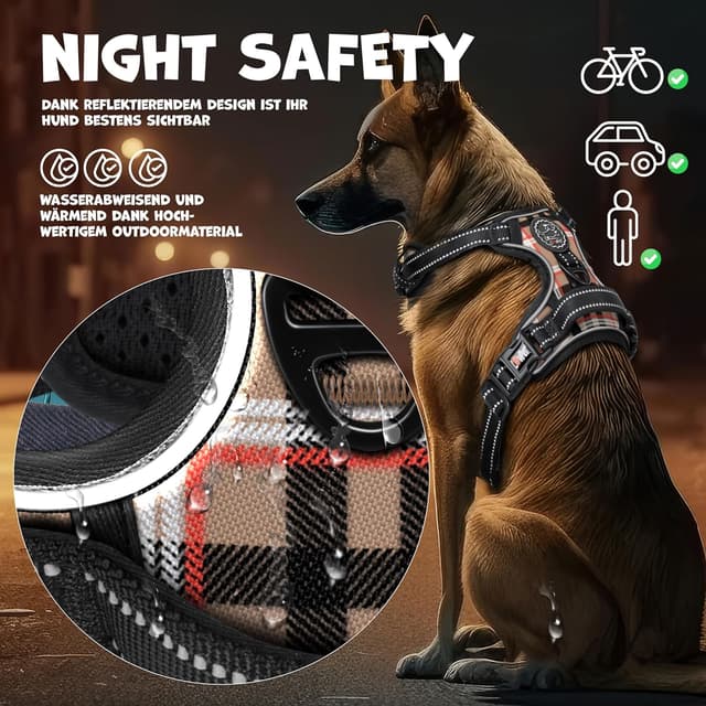 Detalle de LOVPET® No-Pull-Hundegeschirr ohne Zug & Würgen mit Griff, reflektierend – für kleine Hunde & Welpen (atmungsaktiv, weich) – Schwarz, M