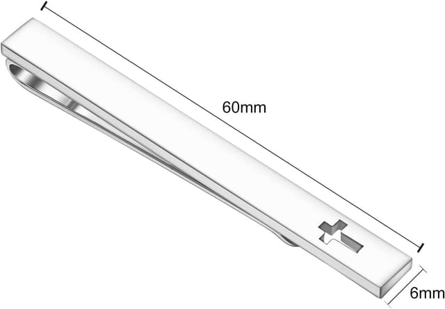 Detalle de Asienice goldene Krawattenklammer Kreuz – Krawattennadel Silber glatt mit sicherem Clip für Hochzeit & Beerdigung