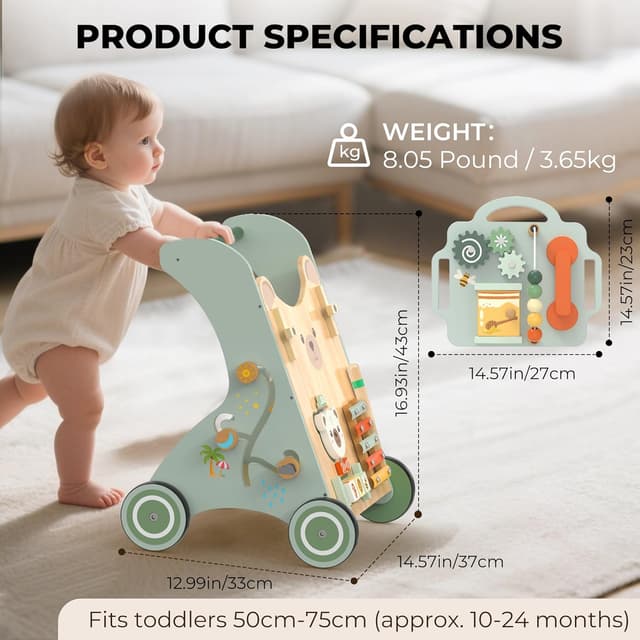 Thumbnail 4 de WOODMAM Wooden Baby Walker 10-in-1