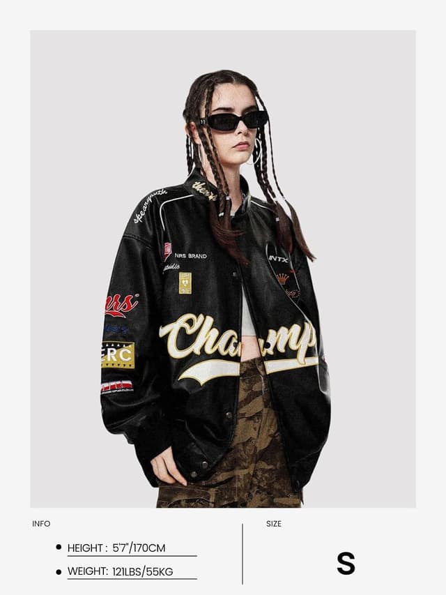 Detalle 2 de Aelfric Eden Faux Leather Racing Jacket