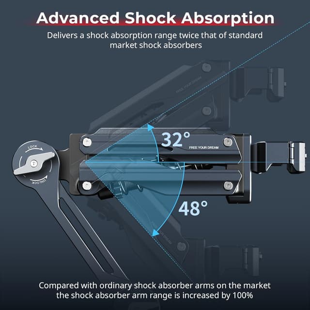 Detalle de SMALLRIG Mini Stoßdämpferarm 5123 – 4-Zoll-Vakuum-Saugnapf für DJI Osmo Pocket 3, Action-Cams & Insta360