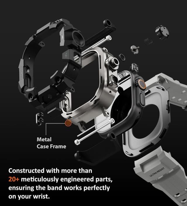 Thumbnail 4 de ULTIMAL Rugged Case with Band for Apple Watch Ultra 3 / Ultra 2 / Ultra (49mm) – Grey shockproof bumper cover