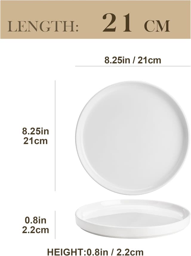 Detalle 2 de MALACASA Dessertteller-Set LEAH für 6 Personen, Ø 21 cm, Porzellan weiß