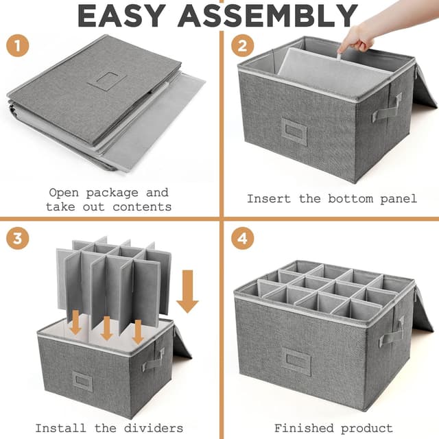 Thumbnail 6 de LotFancy Stemware Storage Container (Hard Shell) — Stackable Wine Glass Storage Box with Dividers & Handles