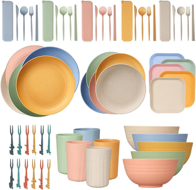 Detalle de 62pcs unbreakable dinnerware set for 5