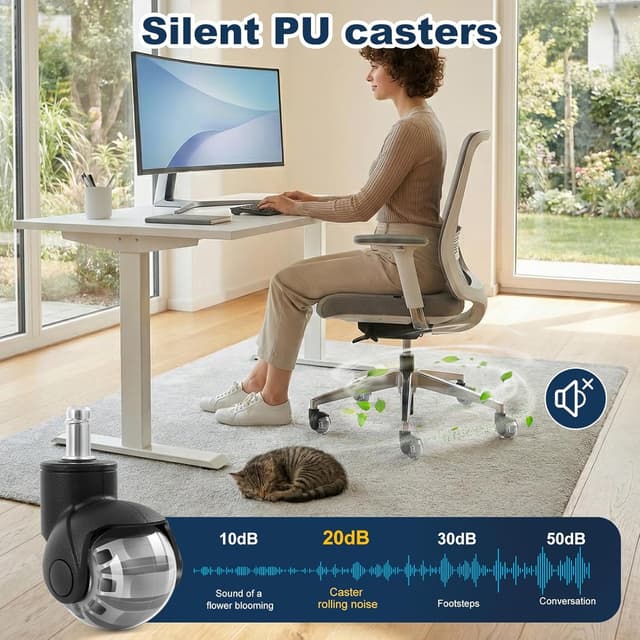 Detalle de Carehabi lot de 5 roulettes pivotantes pour chaise de bureau 11 x 22 mm, rotation 360°