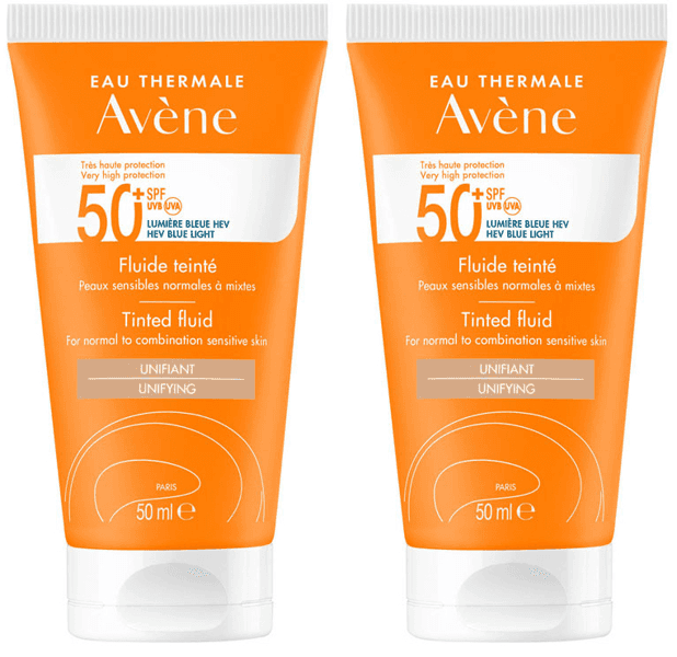 Detalle de Avène Fluido Solar con Color SPF50+ 2x50 ml