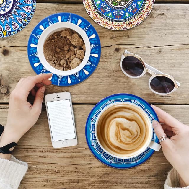 Thumbnail 1 de Posavasos de Corcho Cerámica Mandala - Juego de 8 🎉