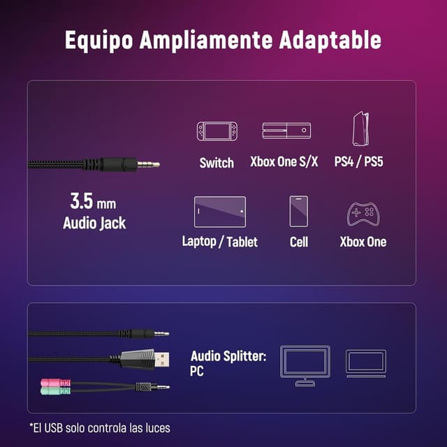 Thumbnail 6 de Ozeino Cascos Gaming 50 mm con RGB