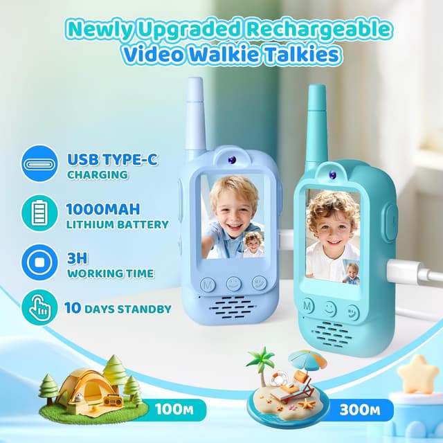 Detalle 2 de Wootoyz Video Walkie Talkies for Kids (Video, Push-to-talk) – Toddler Blue Green