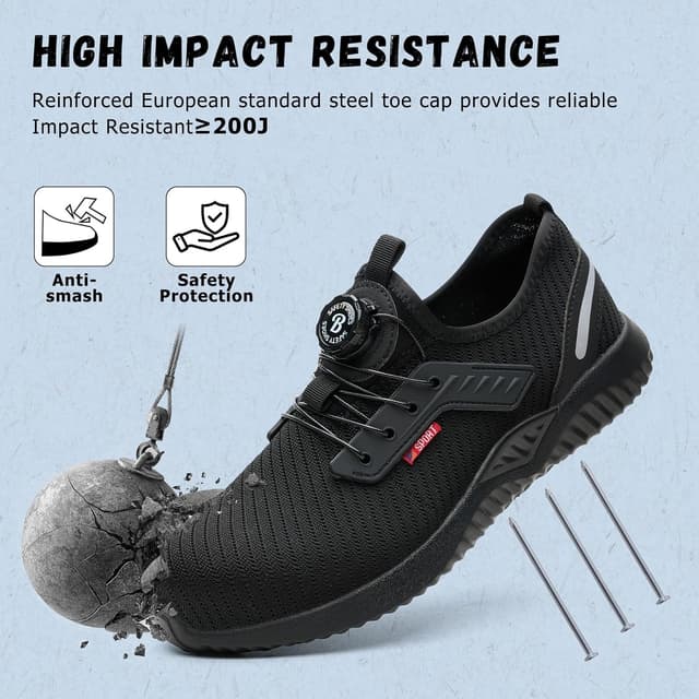 Detalle 2 de Burlbuny lightweight work shoes with steel toe cap for men and women