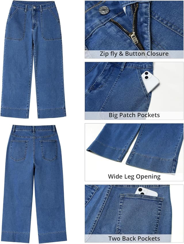 Thumbnail 5 de GRAPENT Capri High‑Waisted Wide Leg Jeans