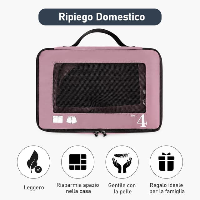 Thumbnail 6 de ECOHUB Organizer Valigie 7 Pezzi Set Packing Cubes in PET ecologico (rosa)