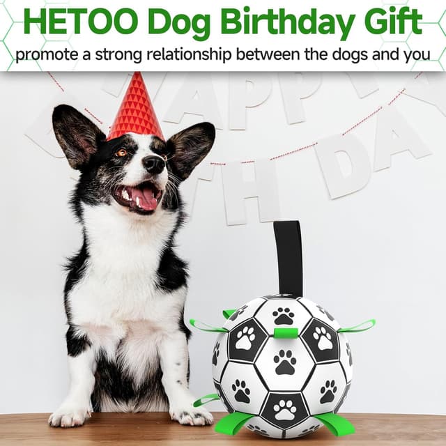 Thumbnail 6 de HETOO Interactive Dog Football Toys with Webbing – Durable Dog Water Balls (8 Inch)