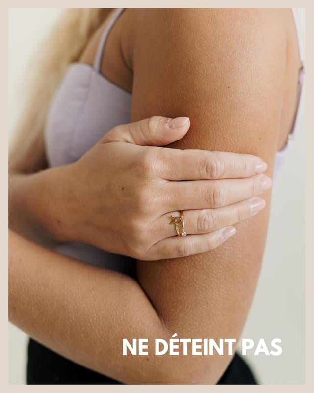 Detalle de GD GOOD.designs EST. 2015 : bague du zodiaque plaquée or 18K, acier inox 316L, ajustable (52-60)