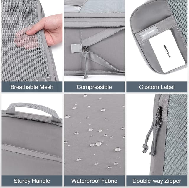 Detalle 2 de BAGSMART Kleidertaschen Set (6-teilig) mit Kompressions-Packwürfeln und Wäschesack