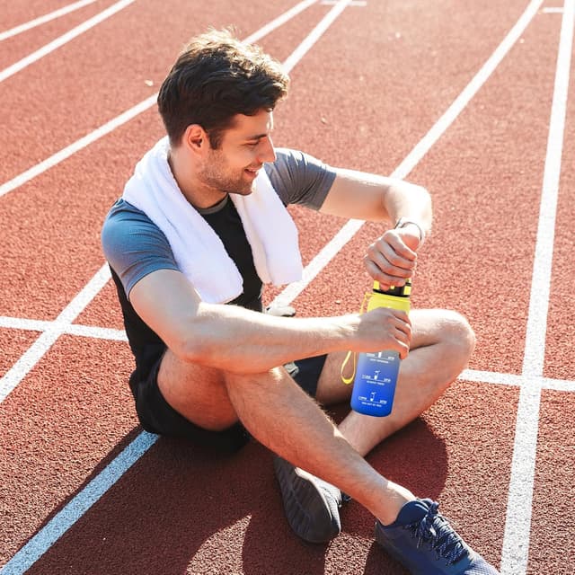 Thumbnail 6 de JAPORIA Auslaufsichere Trinkflasche 1 l mit Strohhalm, Kohlensäure geeignet & Zeitmarkierung