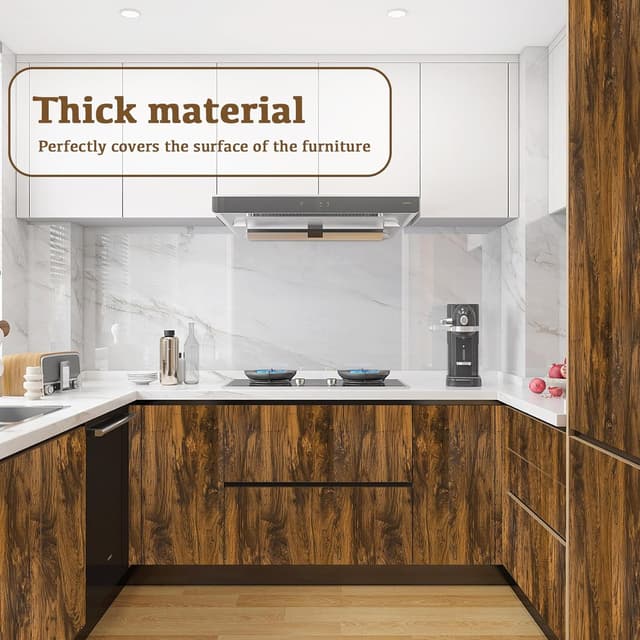 Detalle 2 de Abyssaly Wood Effect Sticky Back Plastic Roll – Oak Brown Peel and Stick Vinyl Wallpaper (90cm x 600cm)