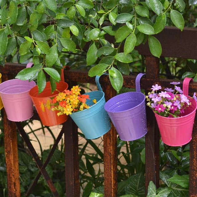 Thumbnail 6 de Trongle 10 Pack 12.5cm Metal Iron Hanging Plant Pots with Detachable Handle & Drainage Holes