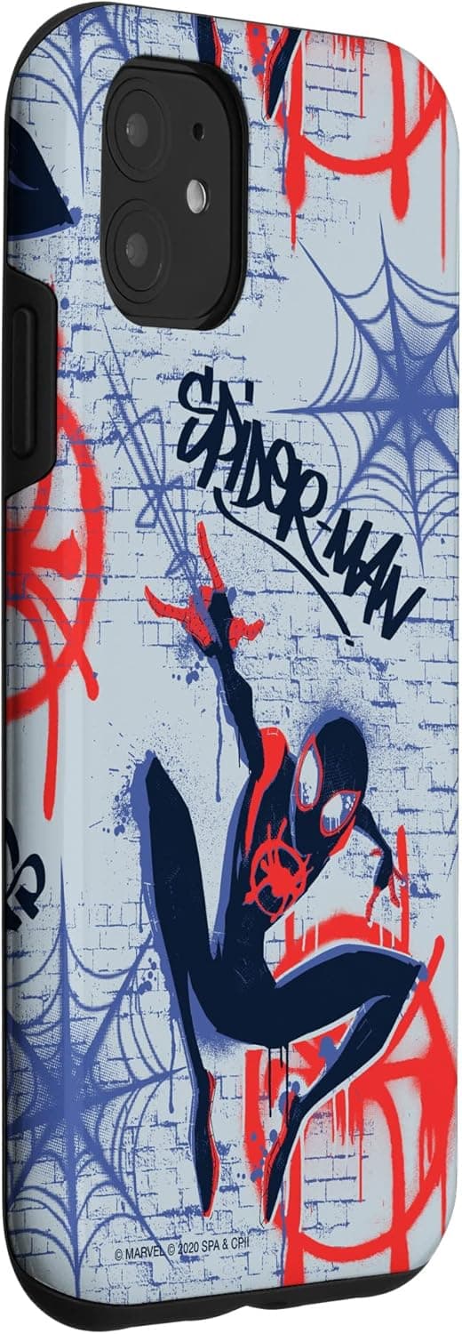 Detalle de Custodia iPhone 11 Marvel Spider-Man Into the Spider-Verse (stampa graffiti) a portafoglio