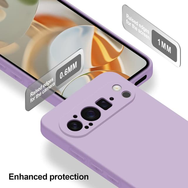 Detalle de Btstring Hülle für Google Pixel 9 Pro – Silikon-Case mit weichem Mikrofaserfutter, helles Lila