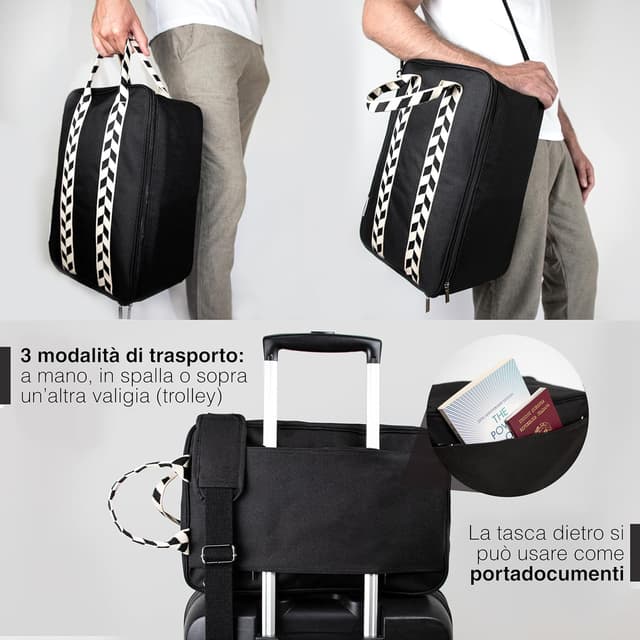 Detalle de Sakura Bags Sàkura Borsa da Viaggio 40x20x25 compatibile standard Ryanair, WizzAir, Vueling (cabina/sottosedile)