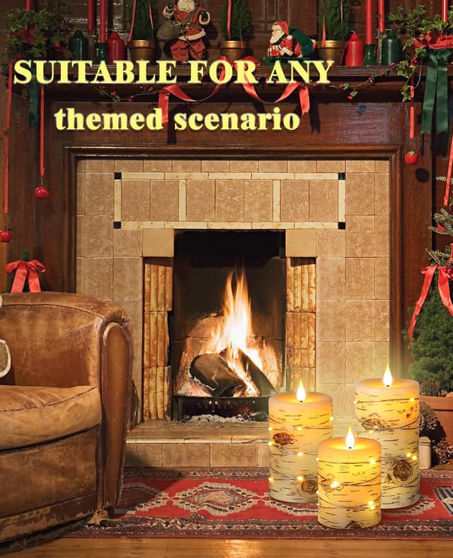 Detalle 2 de Vela LED exterior Abedul con control y llama de baile