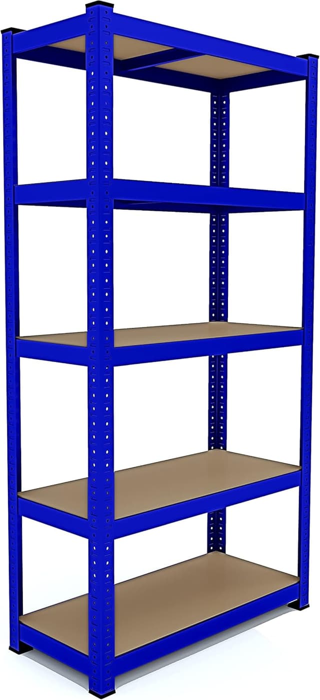 Detalle de Arreditaly Scaffale in metallo e MDF Racine con 5 ripiani regolabili, portata fino a 875 kg, 180 x 90 x 40 cm (blu)